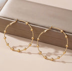 Gold Beaded Chain Hoops
