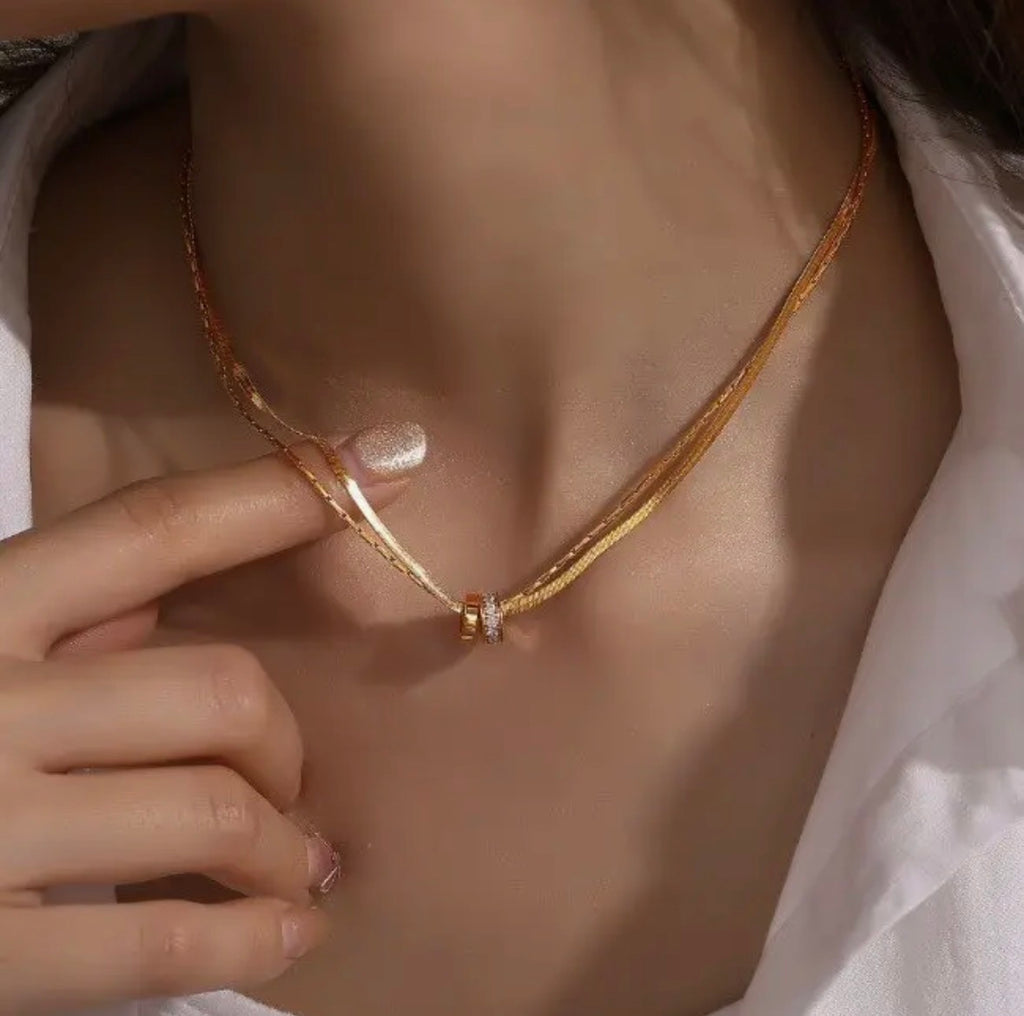Diamond Trio Sliding Pendant Necklace