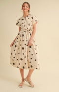 Jodi waist tie polka dot midi dress