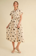 Jodi waist tie polka dot midi dress
