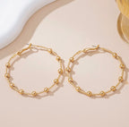 Gold Beaded Chain Hoops