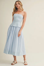 Corset Lined Strapless Baby Blue Dress