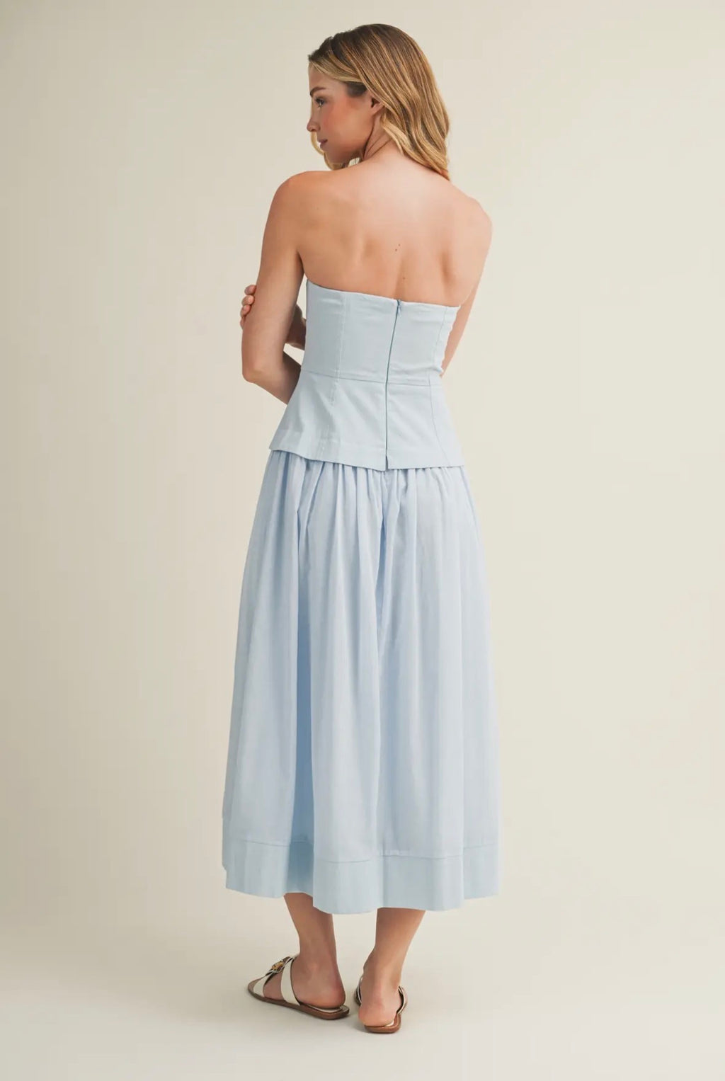 Corset Lined Strapless Baby Blue Dress
