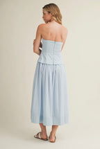 Corset Lined Strapless Baby Blue Dress