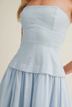 Corset Lined Strapless Baby Blue Dress