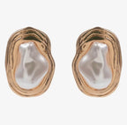 Organic Pearl Center Plate Statement Earrings