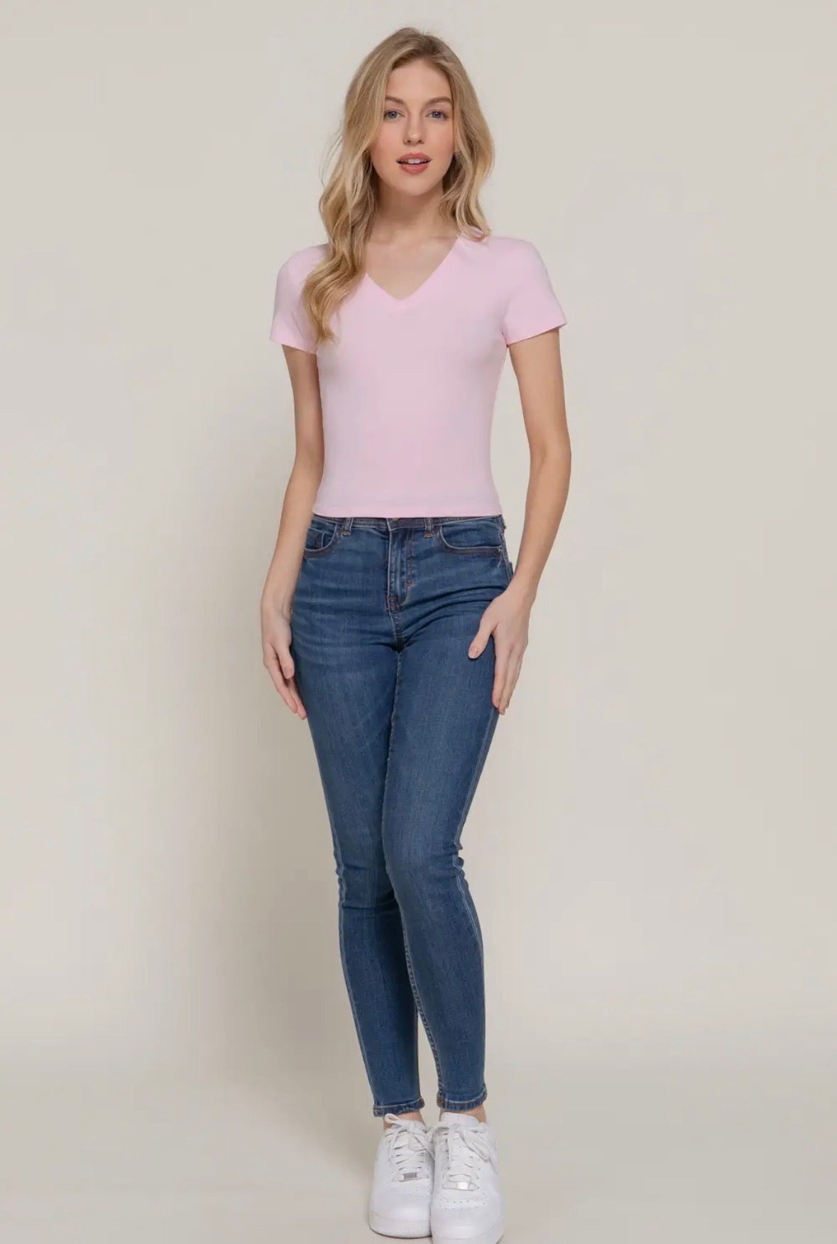 Blush V-Neck Tee