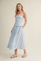 Corset Lined Strapless Baby Blue Dress