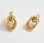 14k Gold Dipped Double Oval Link Drop Earrings