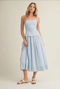 Corset Lined Strapless Baby Blue Dress